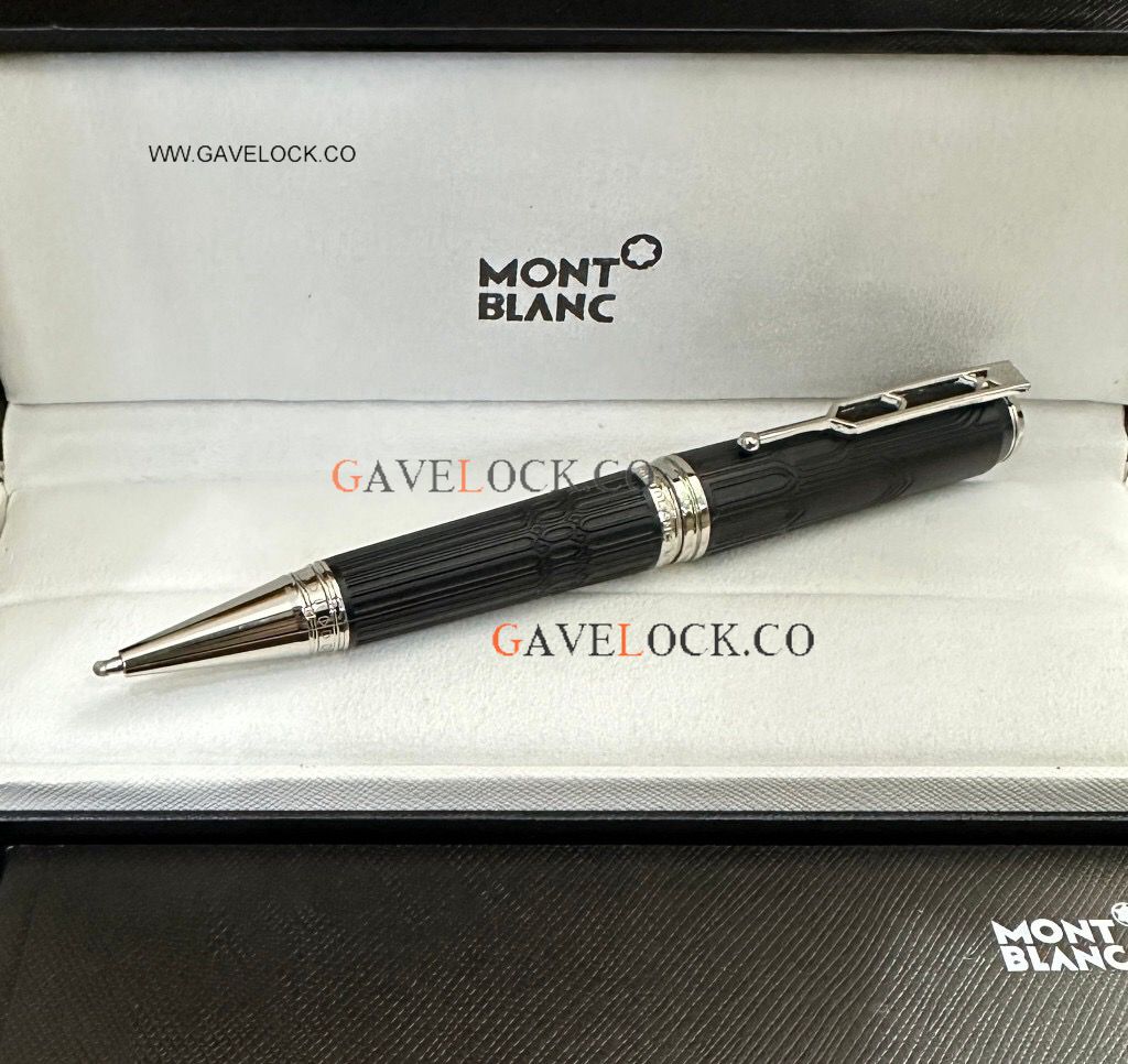 AAA Copy Montblanc Victor Hugo Black Barrel & Silver Clip Ballpoint Pen